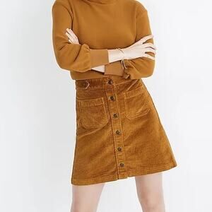Madewell Corduroy Mini Skirt sz 0 XS Patch Pocket Gold Brown Yellow Retro Autumn